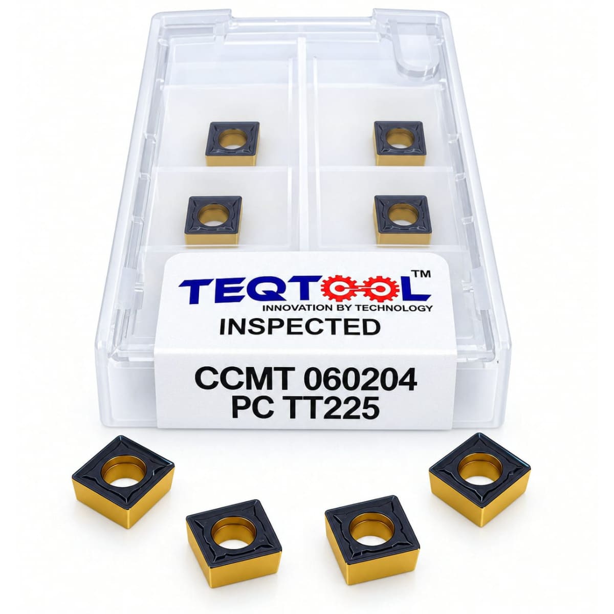 CCMT 060204 PC TT225 steel grade carbide boring insert front view TeqTool