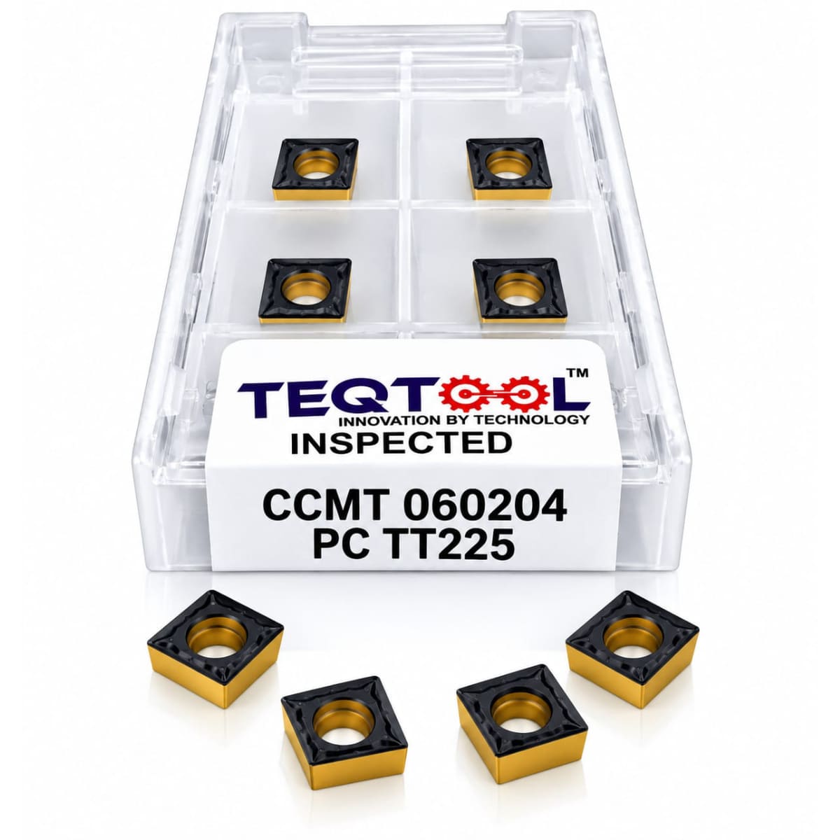 CCMT 060204 PC TT225 steel grade carbide boring insert front view TeqTool