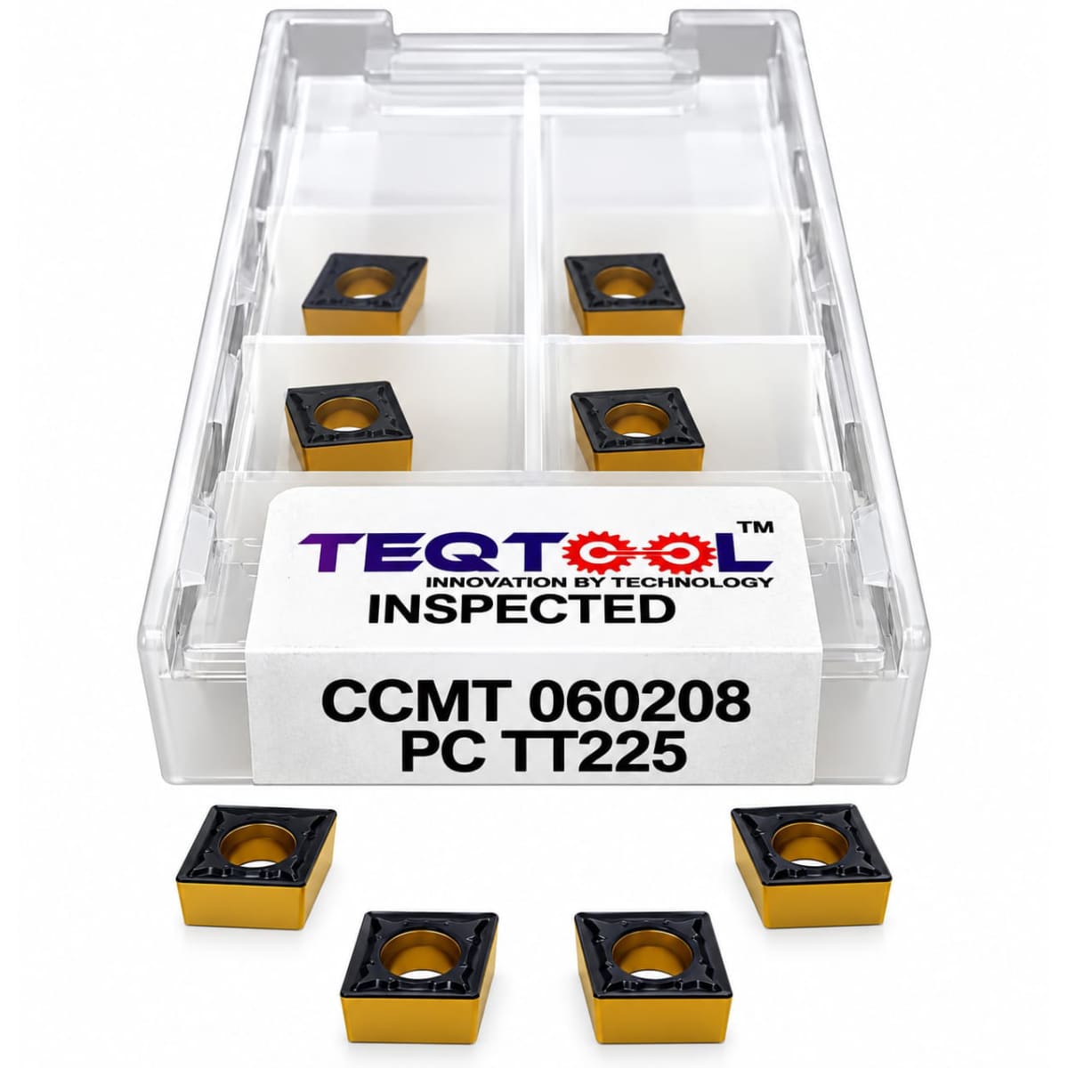 CCMT 060208 PC TT225 steel grade carbide boring insert front view TeqTool