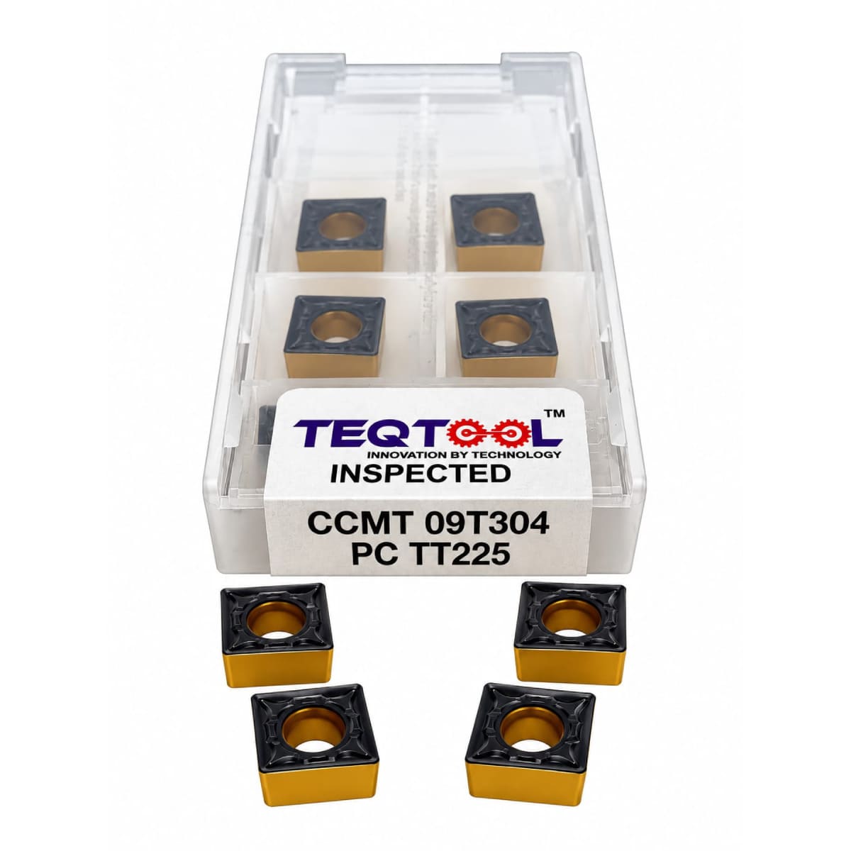 CCMT09T304 PC TT225 steel grade carbide boring insert front view TeqTool