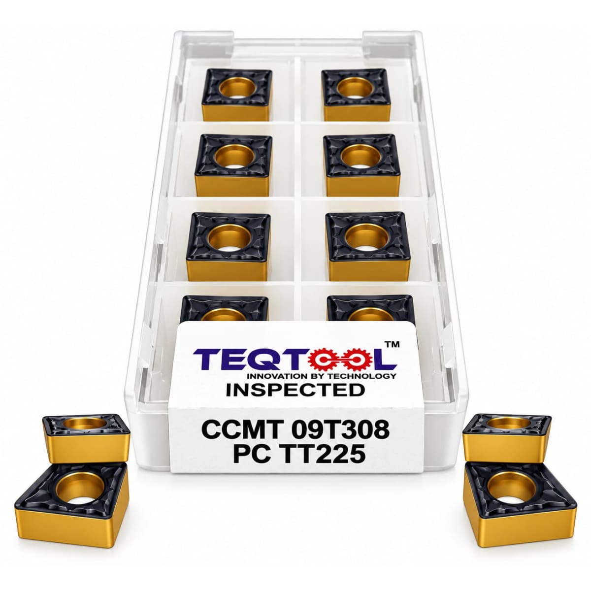 CCMT09T308 PC TT225 steel grade carbide boring insert front view TeqTool