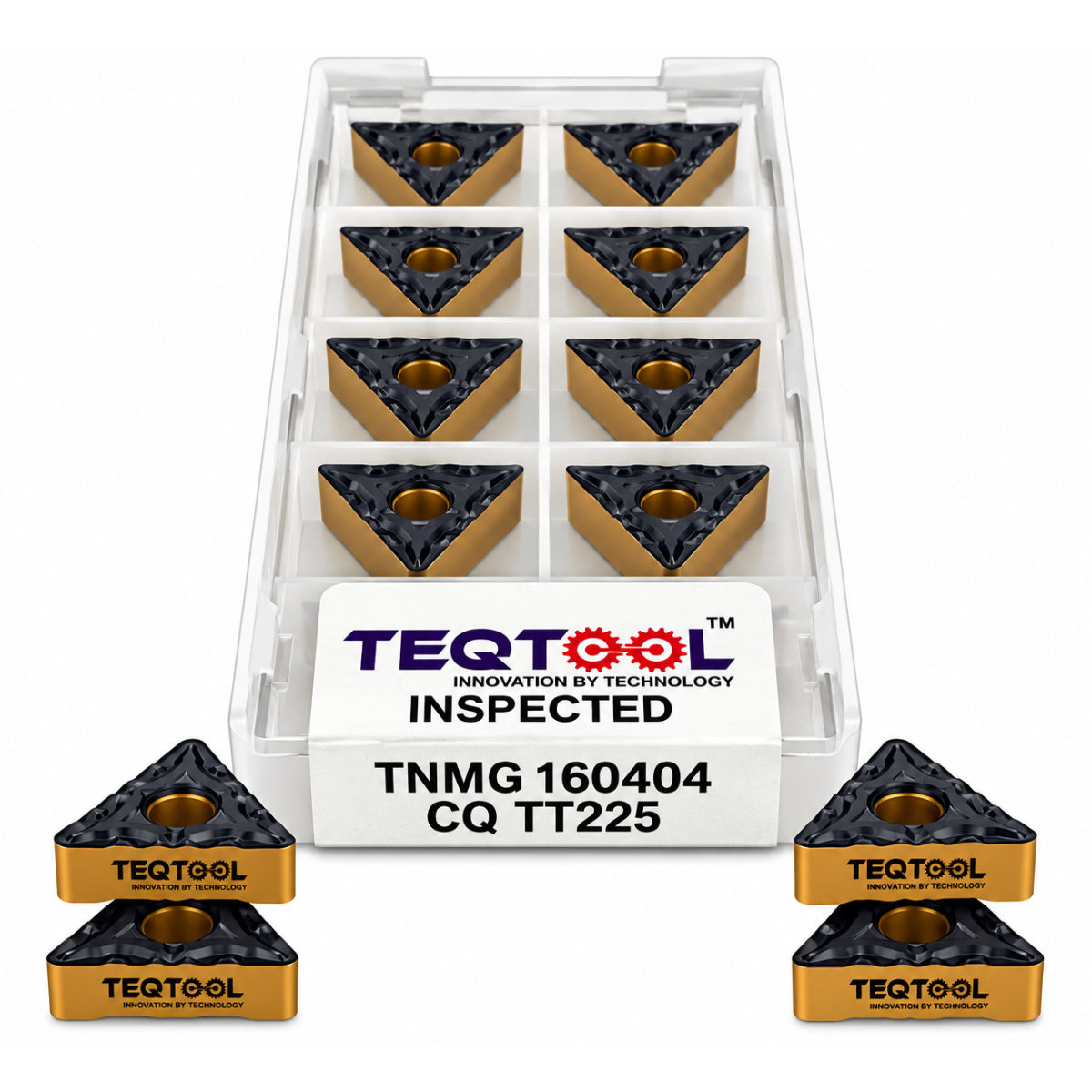 TNMG 160404 CQ TT225 steel grade carbide turning insert front view TeqTool